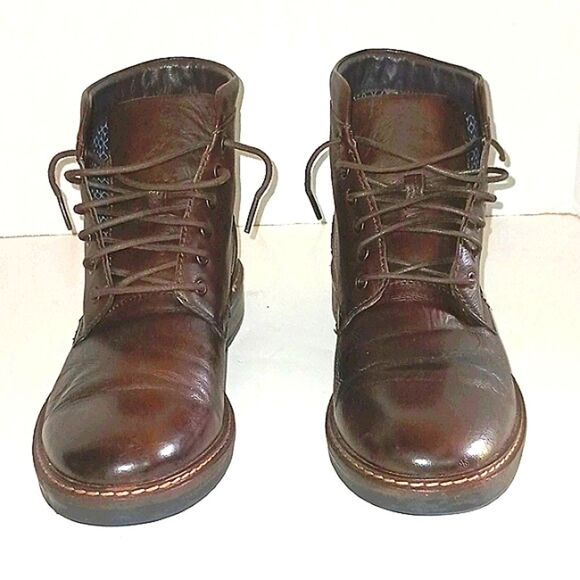 Clarks Dark Brown Leather Lace-Up Mens Ankle Boots size 8 main image 15